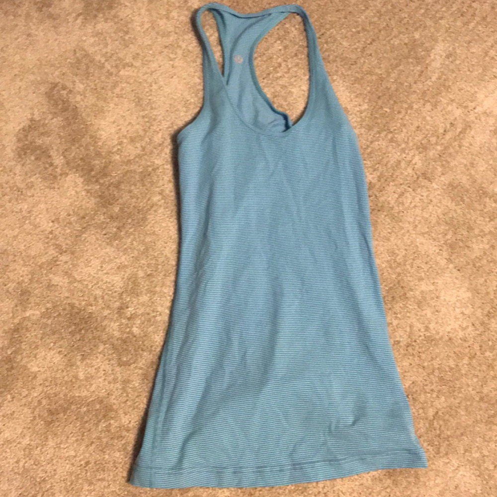 Blue/purple striped lulu tank top